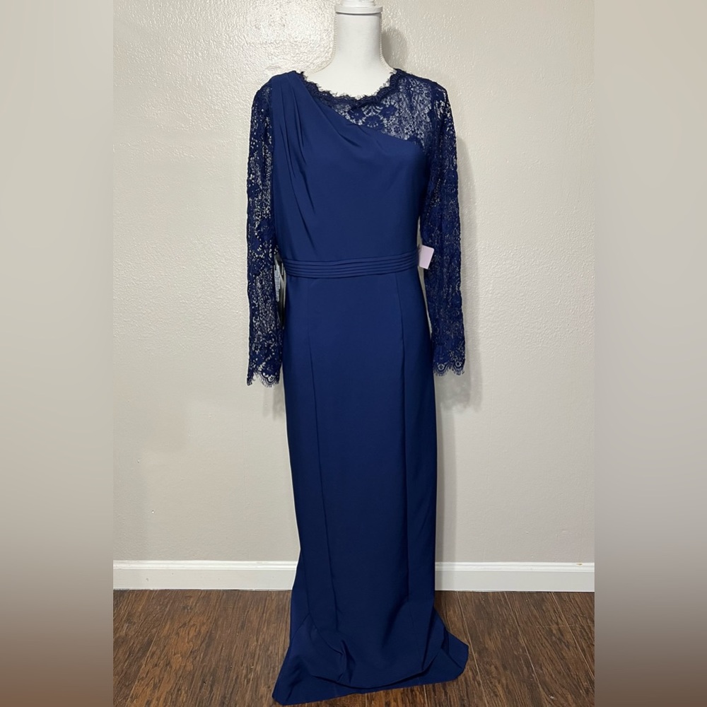 JS COLLECTIONS Women’s Maria Scallop Column Gown Blue Size 10 - Picture 7 of 16